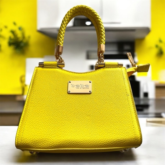 bebe Handbags - Bebe Erika Mini Shopper Hand Bag Bright Yellow With Drop Handle Barbiecore